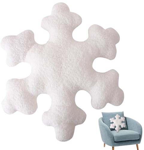 Veesper Schneeflocke geformtes Kissen 16x16 Zoll weiche Plüsch -Schneeflockenform -Winterkissen Süßes dekorativ