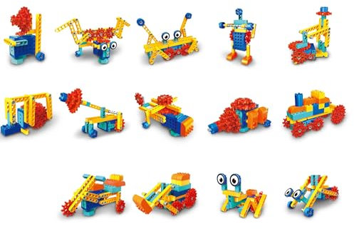 AptoFun STEM Bauklötze mit Motor, 180-teiliges Lernspielzeug für Kinder ab 3 Jahren – Wissenschaft, Technik, Ingenieurwesen & Mathematik, Kreatives Bauset für Jungen & Mädchen