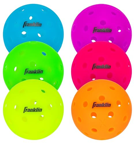 Franklin Sports Neon X-40 Outdoor Pickleballs - USA Pickleball (USAPA) Official Pickleball Balls - Regulation Size Outdoor Court Pickleballs - Official Pickleball of US Open - Vellum Neon - 6 Pack