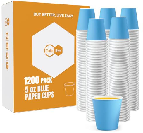 Turbo Bee 1200 Pack 5oz Disposable Paper Cups Bulk - Cold Beverage Water Cups for Parties, Offices, Events, Snacks and Mouthwash Use