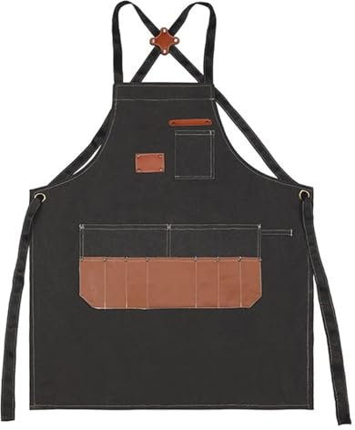 HLHLH Delantal de trabajo for hombre, de lona encerada resistente, ideal for carpintero y ebanista.(Black)