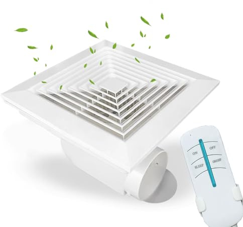 Vcyex Ventola Aspirazione，aspiratore Bagno，Estrattore Aria Cucina Con Telecomando E Valvola Di Non Ritorno，Funzionamento Silenzioso，Per Doccia, WC, Ufficio, Casa White,8INCHES