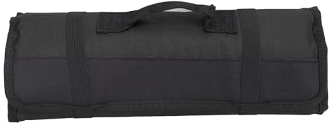Denash Bolsa de Lona para Cuchillos de Chef con 20 Ranuras, Porta Cuchillos Culinarios Portátiles, Bolsa de Almacenamiento en Rollo para Viajes en Casa, Camping, Protege Cuchillos y (BLACK)