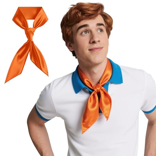 Fairycos Halstuch Orange Damen Tuch Seidentuch Kostüm Accessoire Halstücher Herren 72cm x 72cm