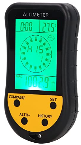 KIMISS Altimetro Digitale Termometro Barometro Multifunzione 8 in 1 con Cordino Portatile e Retroilluminazione per attività all'aperto