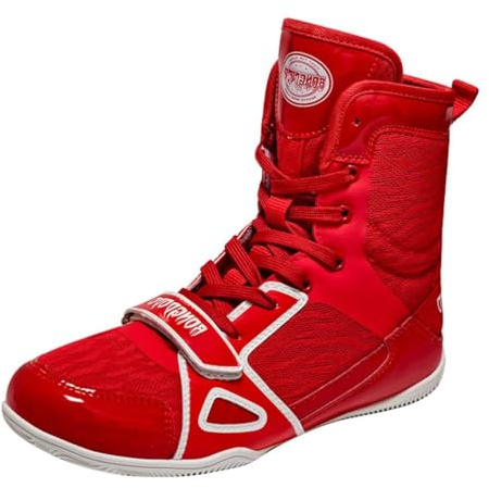 FJJLOVE Scarpe da Boxe E Wrestling da Uomo, Traspiranti, Allenamento per Pugili, Antiscivolo, per Bodybuilding, Combattimento E Fitness Atletico,Rosso,44 EU