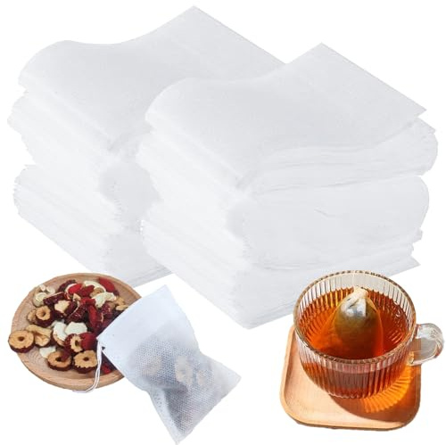 400-Teiliges Set Teebeutel FüR Losen Tee,Teefilter FüR Losen Tee Aus Vliesstoff,Mit Einweg-Tee-Ei Mit Kordelzug,Teebeutel Zum SelbstbefüLlen Geeignet FüR Die Zubereitung Von,Kaffee,Vanille Usw.7×9 Cm