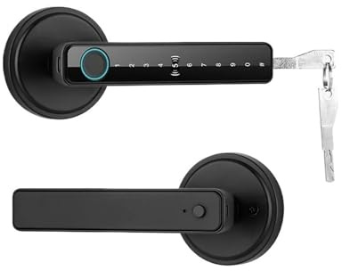 Tuya-cerradura de puerta inteligente Digital, tarjeta de llave con huella dactilar, teclado, entrada de llave, cerradura electrónica for casa(Black)
