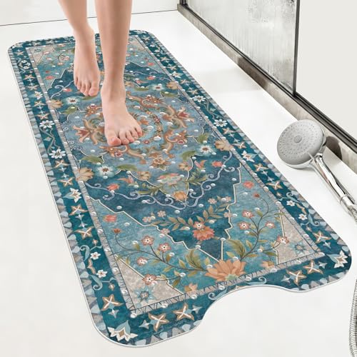 SHUCHING Alfombra Bañera Antideslizante Azul 100 X 40 cm