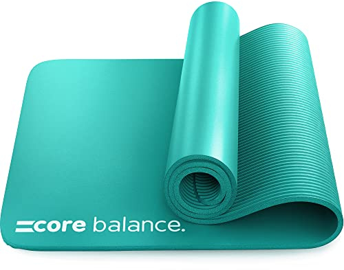 Core Balance Pilates Mat, Extra Thick Foam 10mm, Non Slip, Exercise Fitness Yoga, Compact Lightweight With Carry Strap, 180cm x 60cm x 1cm