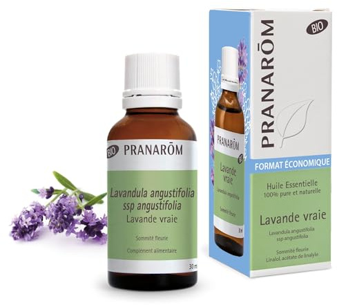 PRANAROM Aceite Esencial Lavanda Verdadera BIO 30 ml – Sueño y Estrés HECT | 100% puro y quimiotipado HECT. Rico en linalol, favorece el sueño y calma el estrés.