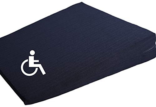 SHD Premium Keilkissen bequemes Sitzkissen - Made in Germany Sitzkissen Bürostuhl zur Entlastung Sitzkeilkissen Rollstuhl, Büro, Auto - mit waschbarem Bezug, 37x37x7/1 cm schwarz