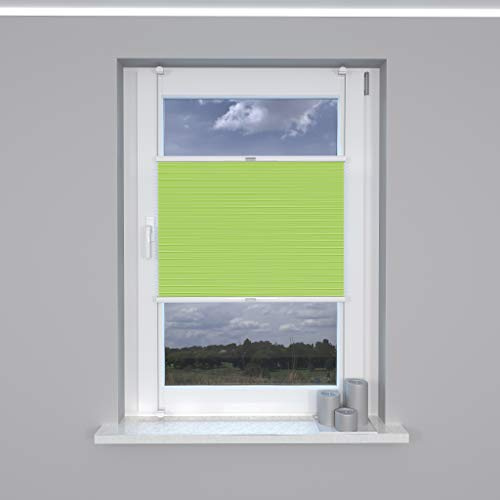 Market-Alley Plissee Klemmfix ohne Bohren Sonnenschutz Plisseerollo Jalousie Lichtdurchlässig und Blickdicht für Fenster & Tür (Grün, 90x210cm, BxH)