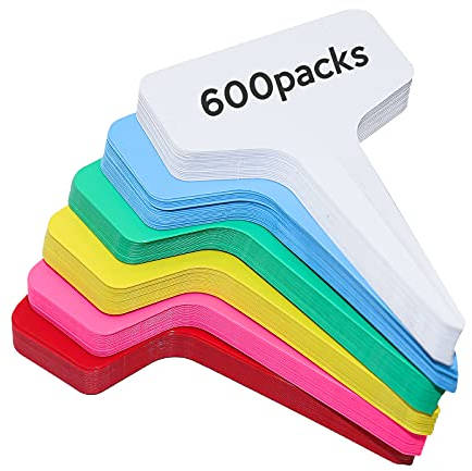 ValueHall Etiquetas de Plantas 600 Piezas Marcadores de Plástico en Forma de T 6 Colores 4 Pulgadas Marcadores de Jardín Reutilizable Planta Marcadores para Semillas de Hierbas en Macetas V7F09