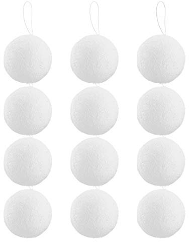 TOYANDONA 12 Stücke Weiß Weihnachtsbaumkugeln Styropor Form Weihnachtskugeln Kunststoff Baumkugeln Styroporkugeln Christbaumanhänger Weihnachtsbaum Anhänger Weihnachtsdeko Kugeln für Xmas Deko