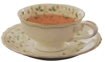 MOOWI Tazze per Tazze Set Tazza da caffè con piattino da 220 ml, Lussuoso tè pomeridiano Inglese, Tazze da Latte rustiche dalla Sensazione Premium Tazza di caffè