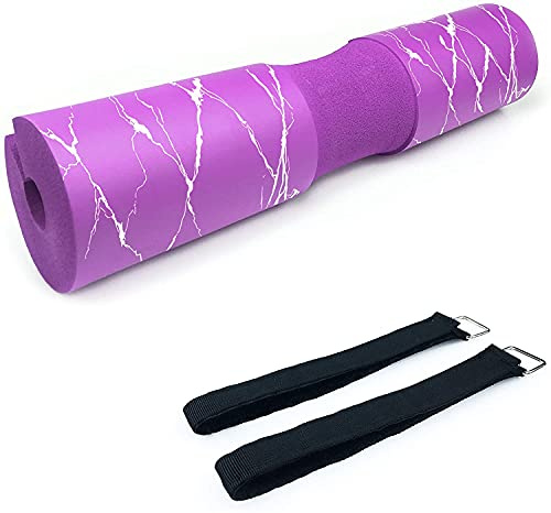 Morwealth Langhantel Polster, Barbell Squat Pad mit Klettverschlüssen Nackenpolster mit Tragetasche für Hip Thrust Gewichtheben und schwere Kniebeugen für Standard Olympic Langhantelstangen (Lila)