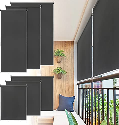LARS360 - Store extérieur vertical - Protection solaire, brise-vue - Imperméable - Pour terrasse, balcon - Gris foncé - 180 x 140 cm