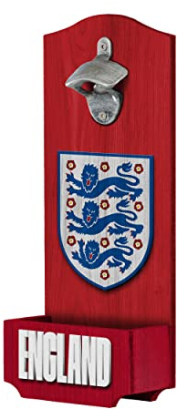 FOCO International Football England Fan Wooden Wall Mounted Bottler Opener with Catcher