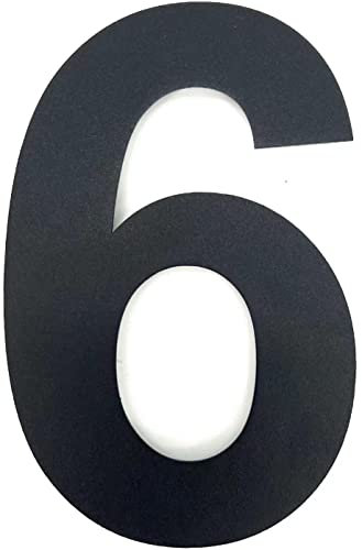 CAVATINY Numero civico in nero profondo RAL 9005 in acciaio inox massiccio – Carattere Arial – Struttura fine verniciatura a polvere – Materiale di montaggio – Altezza 20 cm – Numero 6