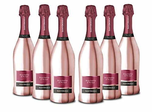 Sant'Orsola - Vino Rosso Brachetto d'Acqui D.O.C.G., Gusto Delicato con Note di Rosa, Bottiglia Lusso, 6x750 ml