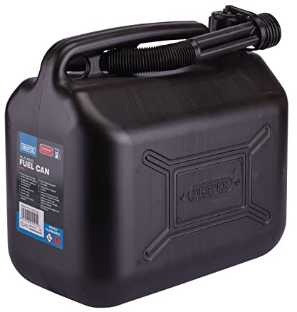 Draper 10L Plastic Petrol Can | Jerry Fuel Diesel Can | Water Container | With Flexible Spout | 09058, Black