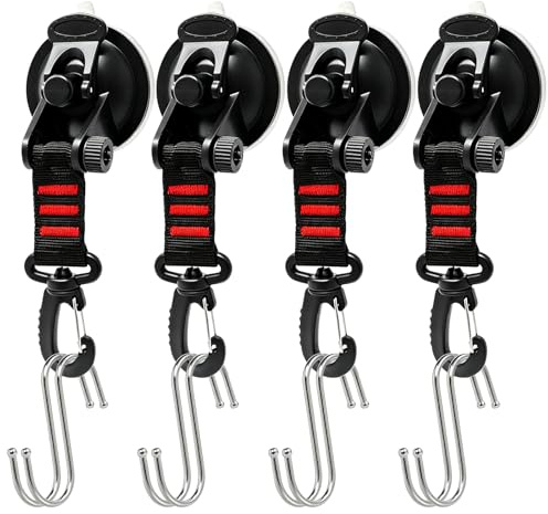 Wkmamo 4 STK Saugnapf mit S-Haken, Saugnäpfe für Auto Wohnmobil Camping | bis 10kg Tragkraft, PP + TPU, einfach zu bedienen, wiederverwendbar, Sonnensegel Zelt