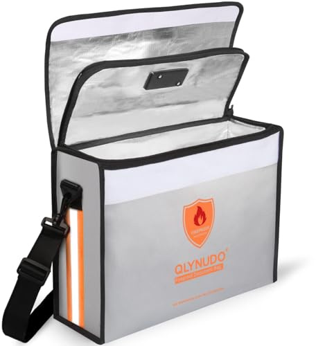 Fireproof Document Bag with TSA Lock - 17x12x5.5 Extra Large Fireproof Box for Documents, Reinforced Bottom File Organizer for 3-Ring Binders, Waterproof Emergency Grab-and-Go Home Safe