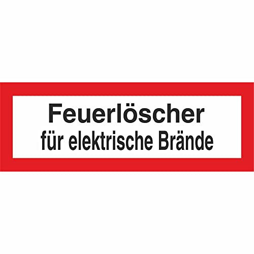 Indigos UG - Schild Brandschutz Feuerlöscher für elektrische Brände, 14,80x5,20 cm - Warnung - Sicherheit - Hotel, Firma, Haus - Aluverbundplatte 3mm - Hinweisschild - Warnschild