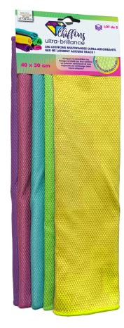 MYBO TV -Chiffons Ultra-Brillance - Lot de 5 - Ultra-absorbants, sans Trace - Technologie Fish Scale - Microfibre alvéolée - Lavables, réutilisables - Parfaits pour Toute la Maison - Vu à la Télé