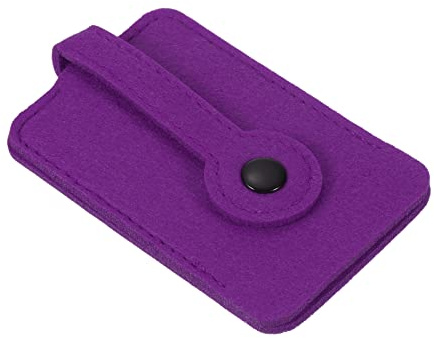 PATIKIL Pull-out Key Case, Felt Car Key Organize Pouch with Drawstring for Home Office Car Key, Purple