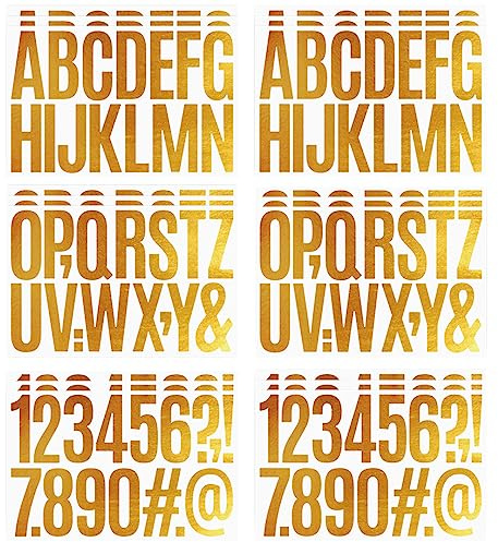 Zayookey 18 Blatt Selbstklebende Buchstaben Aufkleber 3 Zoll Buchstaben Nummern Aufkleber Groß Alphabet Nummern Aufkleber Letter Number Stickers für DIY Scrapbooking Briefkästen Schilder (Glitzergold)