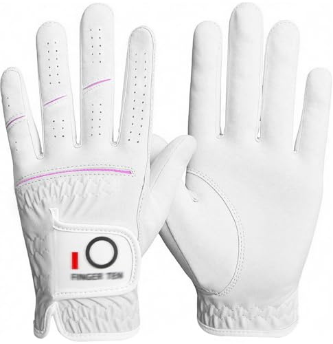 AXKAL Golf Gloves Women Ladies Left Hand Right Microfiber Synthetic All Weather Value Pack, Lady Golf Gloves Breathable Soft Stretch Fit Sweat Absorbent (White, M, Left)