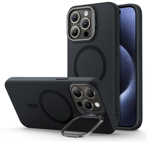 ESR for iPhone 15 Pro Max Case Flex Stand for MagSafe, Silicone, Black | Silicone Phone Case, Compatible with MagSafe, Military-Grade Drop Protection, Slim
