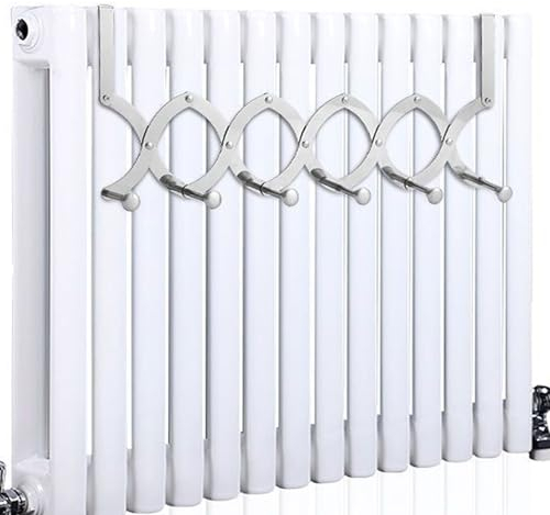 AHDFY Edelstahl wäscheständer heizkörper,Hohe Temperaturbeständigkeit,wäschetrockner heizkörper,Ausziehbarer Wäscheständer, längenverstellbar (8.5-47cm),für Bad Balkon,5 Hooks (Under 4.5cm)