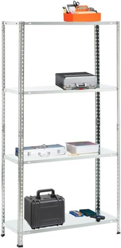 Avilia Scaffalatura Metallo 4 Ripiani Alta Portata, Robusta e Salvaspazio per Garage, Officina, Magazzino, Organizzazione Carichi Pesanti, Componibile e Facile Montaggio, 147 x 30 x 75cm