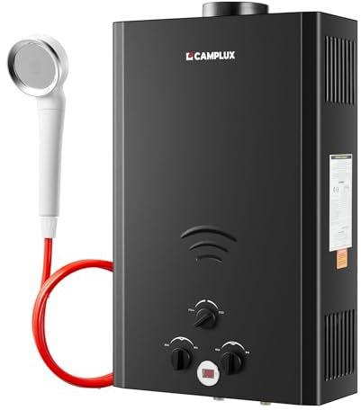 CAMPLUX Scaldabagno a Gas da 20 Litri, Scaldabagno Istantaneo a GPL per Doccia da Giardino, Camper, BW528B