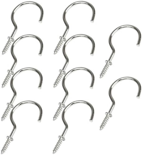Screw in Hooks, Heavy Duty Metal Screw Hooks Cup Hook Hanger Ceiling Hooks for Home Kitchen Wall Hanging, Indoor and Outdoor Decoration (Pack of 10, 1.5 inch)