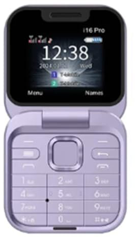 Uooduby Mini TeléFono MóVil con Tapa Radio FM Negra de Voz MarcacióN RáPida VibracióN Tarjeta 2SIM Pantalla PequeñA TeléFono Plegable (PúRpura)