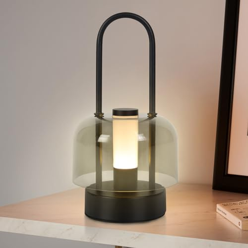 Tischlampe Kabellos Akku,led tischleuchte kabellos dimmbar,touch tischlampe USB aufladbar,3 Farbtemperatur,schwarz Wiederaufladbar tischleuchte für Drinnen Wohnzimmer Schlafzimmer Hotel Bar Restaurant