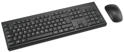 Kensington K75562ES - Set Teclado y Ratón Inalámbrico KM150 EQ para Windows y MacOS, Nano Receptor USB de 2,4 GHz, Teclado Numérico de Tamaño Normal, Ratón Clic Silencioso de 1200 DPI, QWERTY, Negro