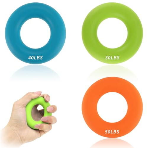 3 Stück Handgelenk Trainer,Handtrainer Fingertrainer,Unterarmtrainer | 30/40/50LBS,Grip Trainer,Finger Trainer,Silikonring Handgriff Trainer,Für Muskeltraining Klettern Stressabbau Ergotherapie