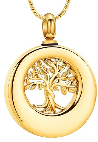 VCCWYQK Collar de urna para cenizas para mujeres hombres círculo árbol de la vida eternidad conmemorativo colgante ceniza cremación joyería