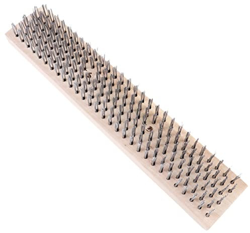 HOMOCONO Heavy Duty Weed Brush Long Handle Steel Wire Brush for Derusting and Moss Removal