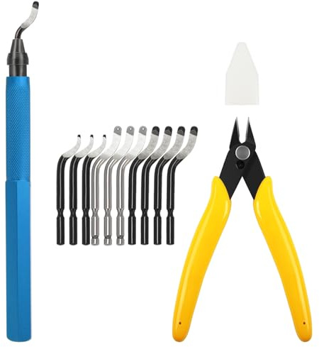 VASTOOLS Deburring Tools for 3D Printer,12pcs,10pc Multiuse Blades Removing Burr,Micro Wire Cutter for 3D Printer,Resin,Plastic Models