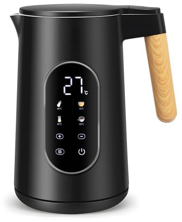 Carehabi Bollitore Elettrico 1,7 L 40-100°C Bollitore Elettrico Temperatura Regolabile Acciaio Inox 2200 W Indicatore LED Base di Rotazione a 360°