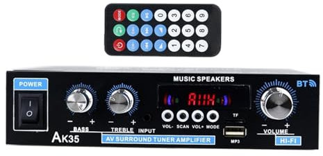 Xijobido Receptor Estéreo - Mini Amplificador Estéreo Receptor,Reproductor Inalámbrico Multimodo con Sonido Surround para Radio, Micrófono, TV, Casa, Garaje Y Karaoke