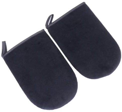 WRITWAA 2 Stück Selbstbräunungshandschuhe Schwarz aus Weichem Flusenmaterial Selbstbräuner Applikatorhandschuhe zur Gleichmäßigen und Natürlichen Bräunung für Körper und Gesicht