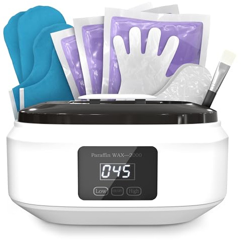 Machine à cire de paraffine pour mains et pieds – Bain de paraffine de 3400 ml avec chauffage rapide, température réglable 2 modes de chaleur, cire et kit d'accessoires – Spa relaxant à la maison et