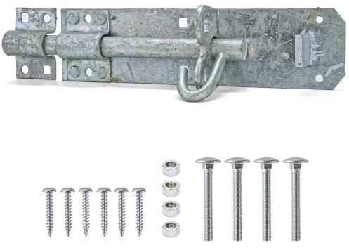 ZAVIA Brenton Gate Bolt for Wooden Gates | Heavy Duty Hot Dip Galvanised (8 Inch / 200mm) Sliding Bolt Lock for Patio, Garage, Shed & Barn Doors’ Extra Security